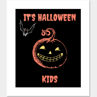 It's Halloween Kids Pumpkin Head Posters and Art